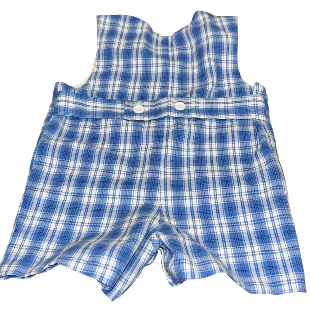 Vintage Kelly’s Kids Baby Romper Blue Plaid‎ One-Piece 12 Months Lined